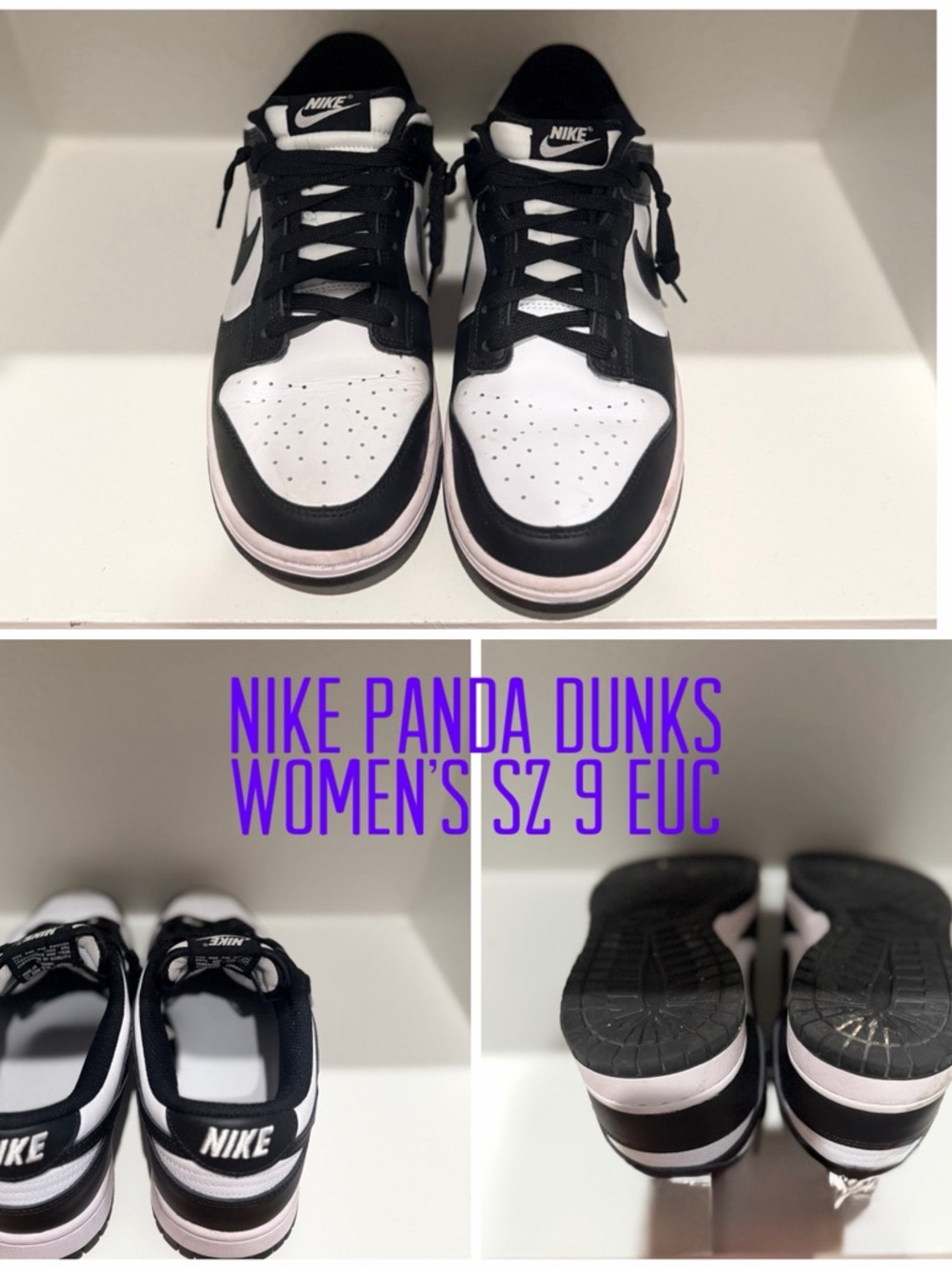 Nike Women’s Panda Dunk Sneakers - Black & White with Light Pink Midsole